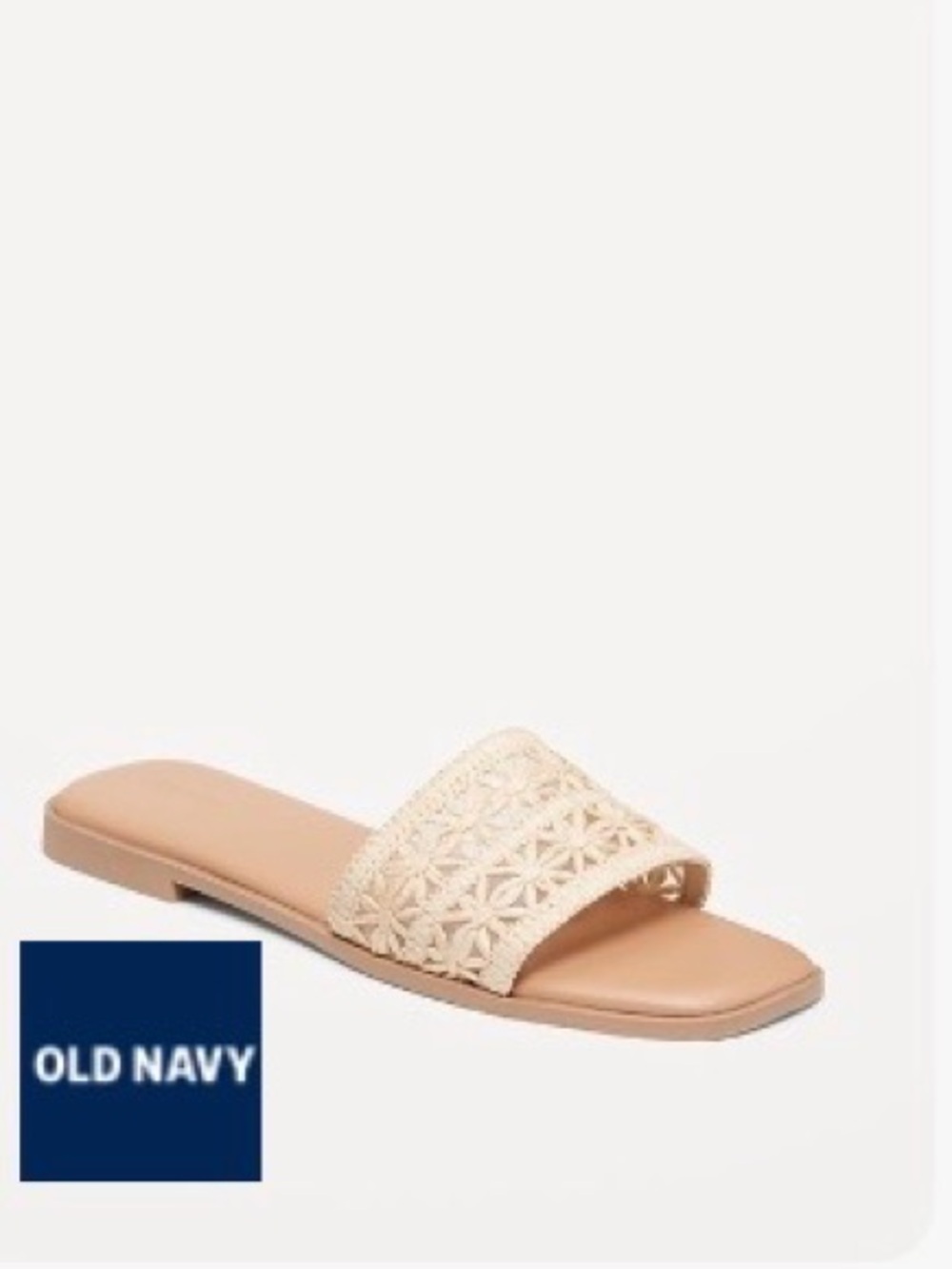 Old Navy Cream Crochet Slide Sandals with Tan Footbed